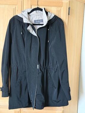 Liz Claiborne Black Hooded Drawstring Waist Jacket